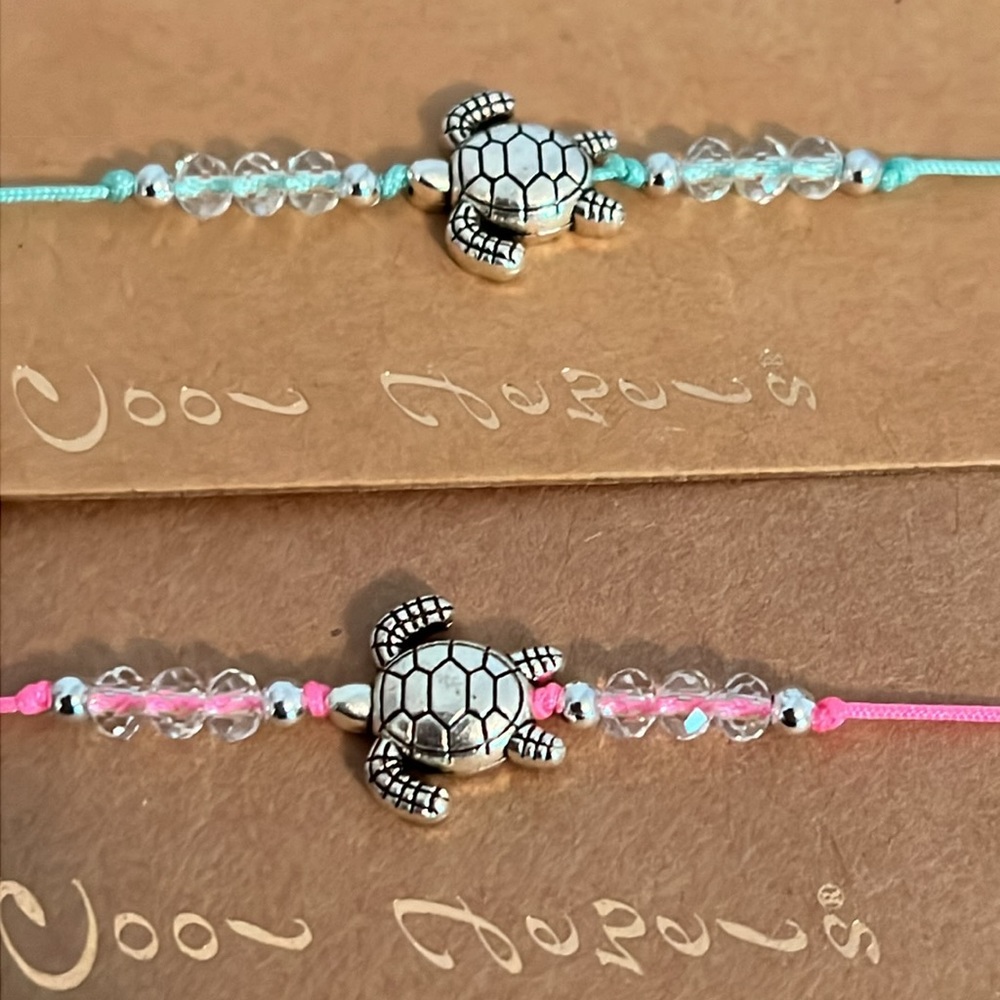 Turtle Slider Bracelet Set 2 Pink Blue beaded New Friendship Bracelet Boy/Girl ?